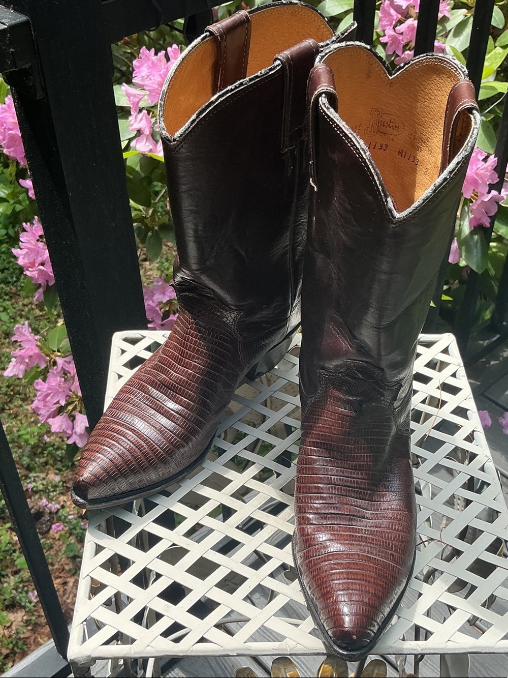 Justin lizard leather cowboy boots